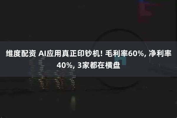 维度配资 AI应用真正印钞机! 毛利率60%, 净利率40%, 3家都在横盘
